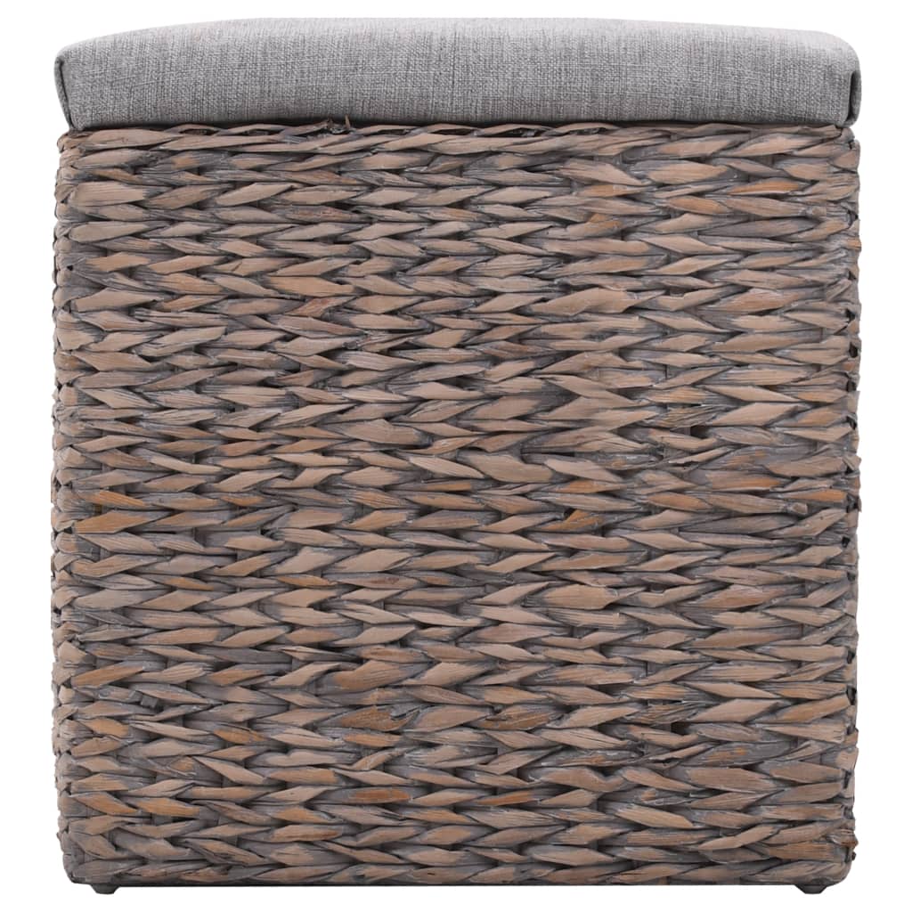 Sitzbank mit 3 Körben Seegras 105×40×42 cm Grau