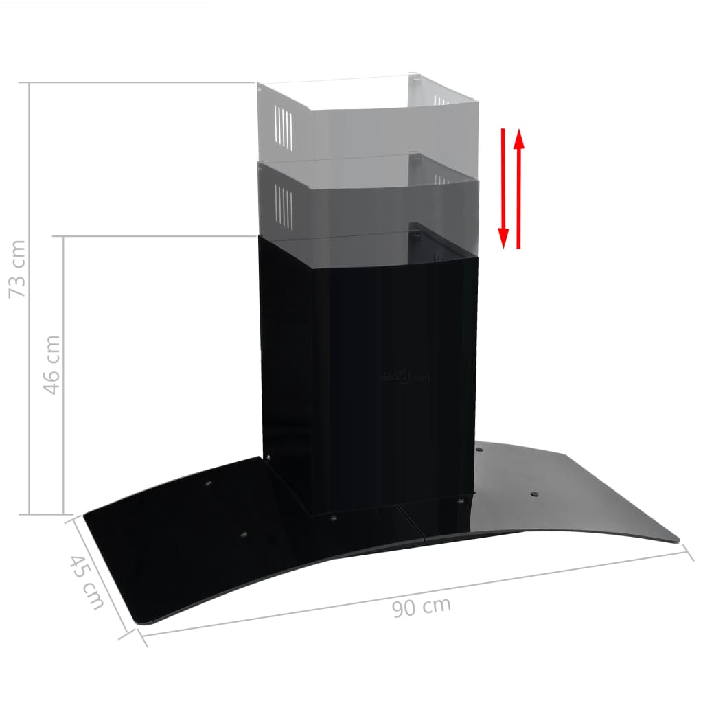 Dunstabzugshaube Wandmontage Edelstahl 756 m³/h 90 cm Schwarz