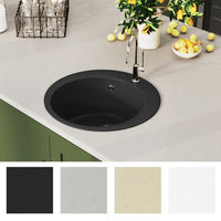 Thumbnail for Granitspüle Einzelbecken Rund Schwarz