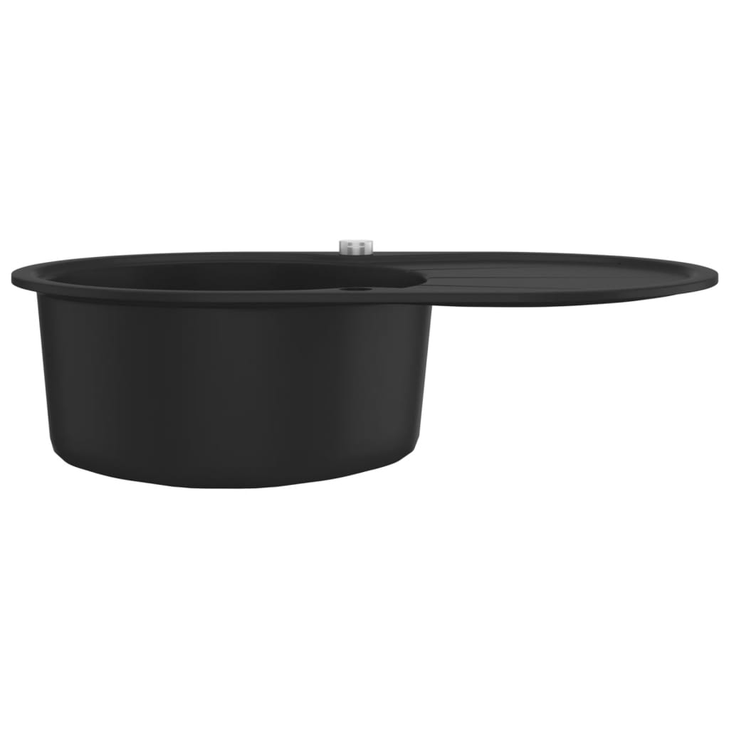 Granitspüle Einzelbecken Oval Schwarz