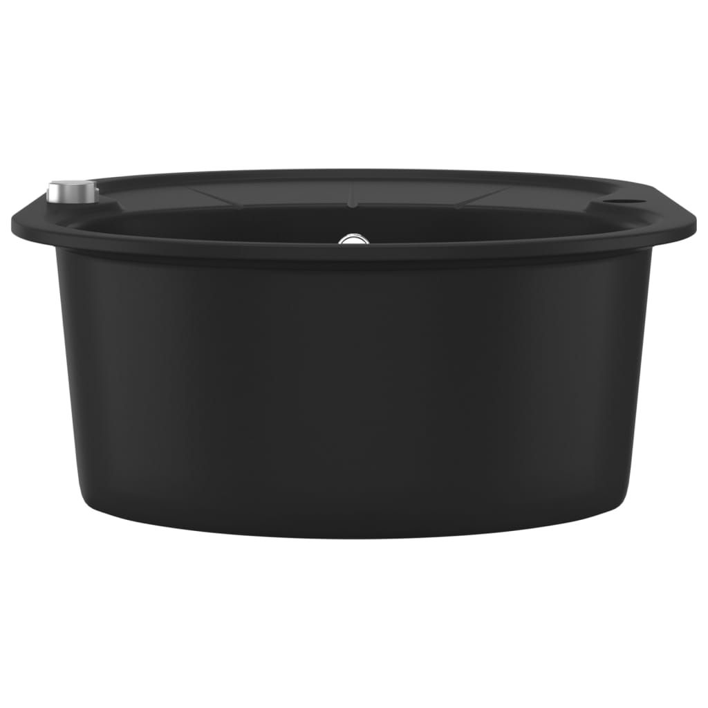 Granitspüle Einzelbecken Oval Schwarz
