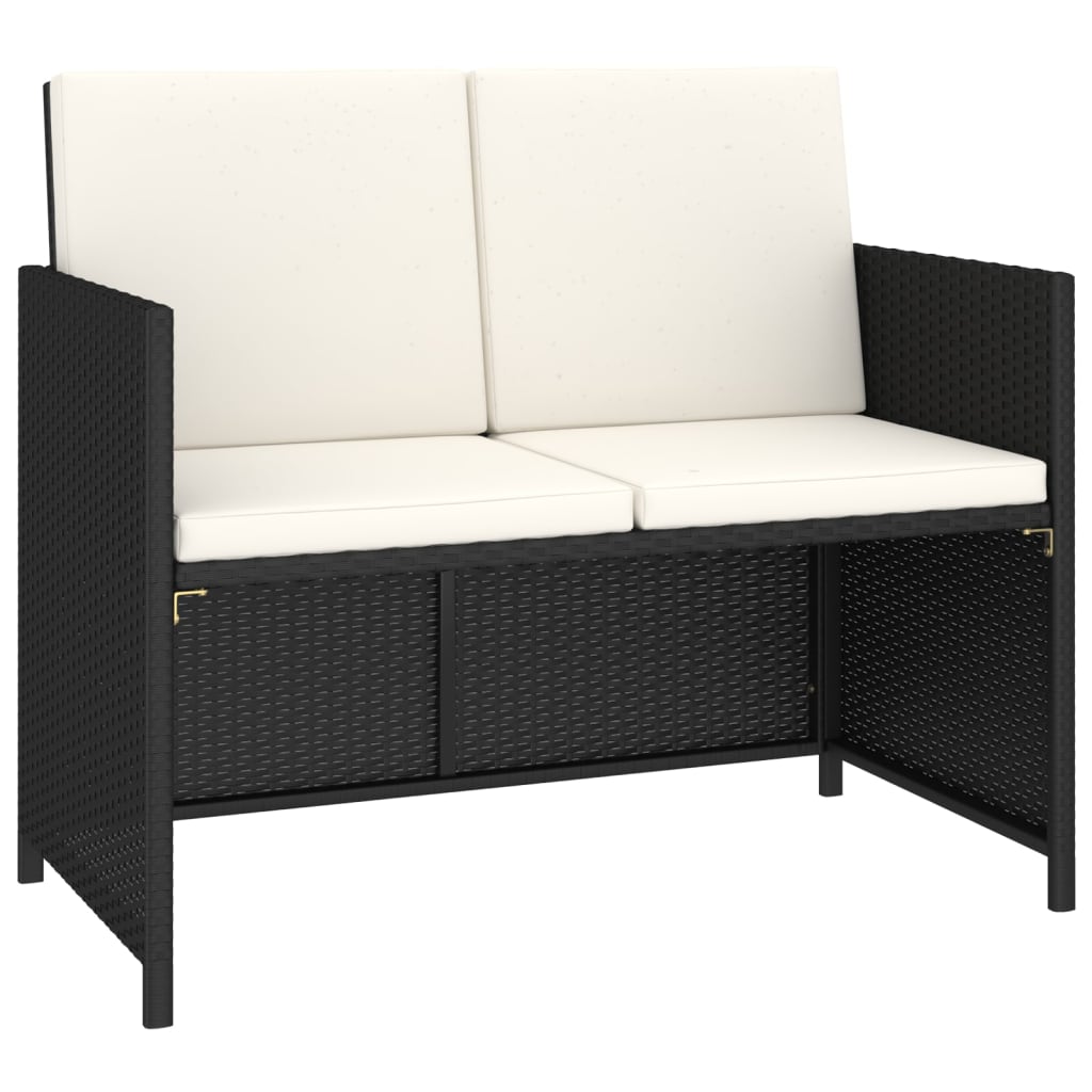 6-tlg. Garten-Essgruppe Poly Rattan Akazie Massivholz Schwarz