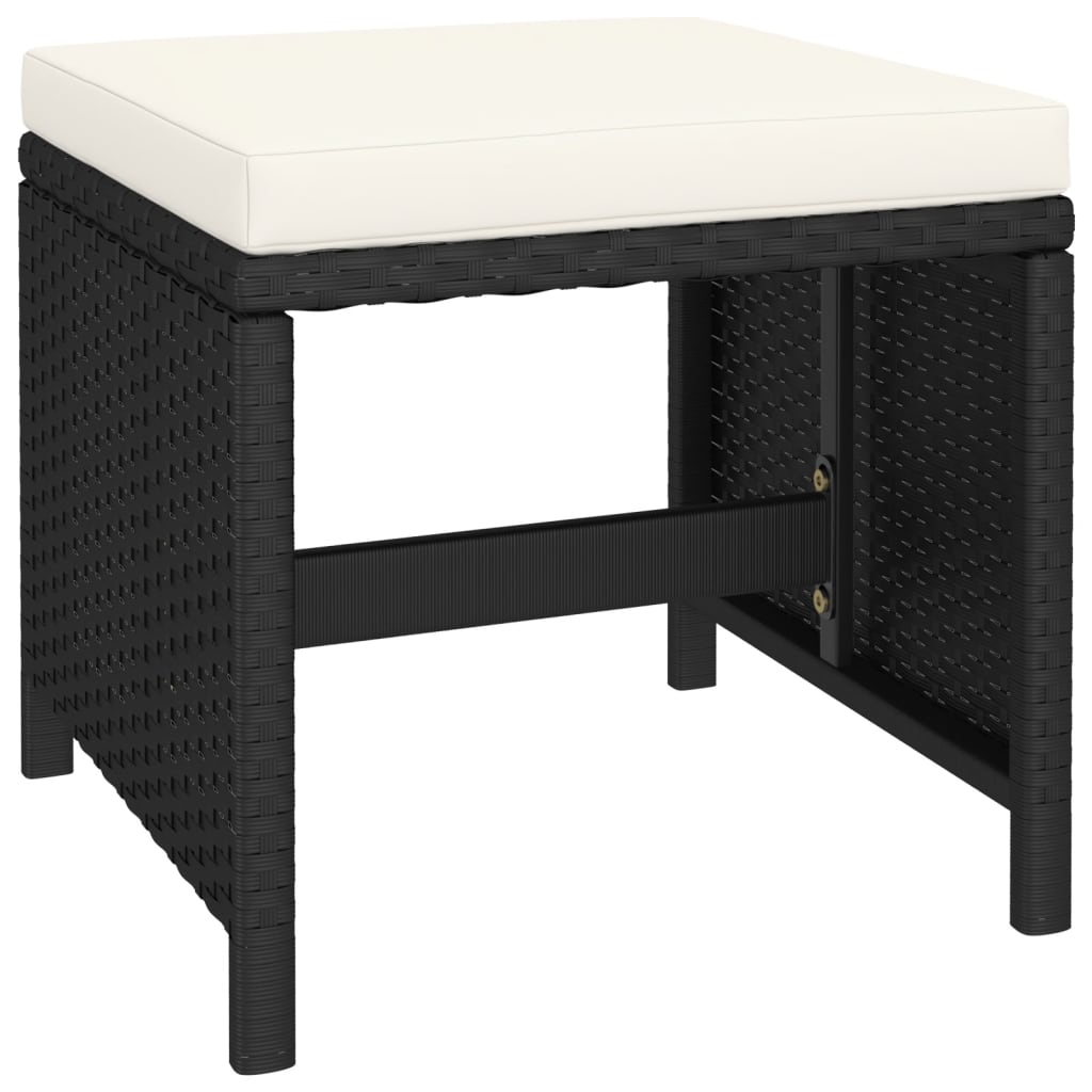 6-tlg. Garten-Essgruppe Poly Rattan Akazie Massivholz Schwarz
