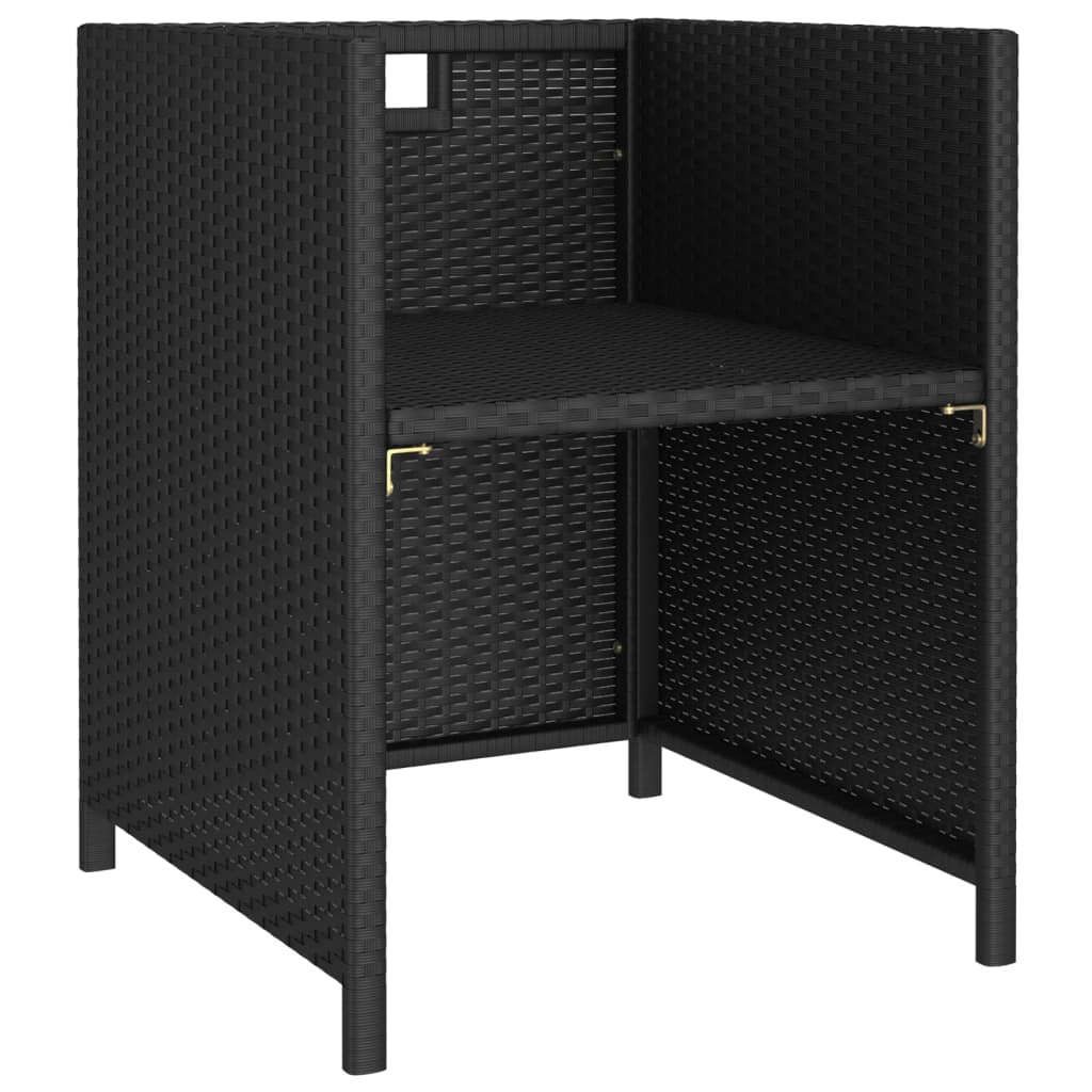 6-tlg. Garten-Essgruppe Poly Rattan Akazie Massivholz Schwarz