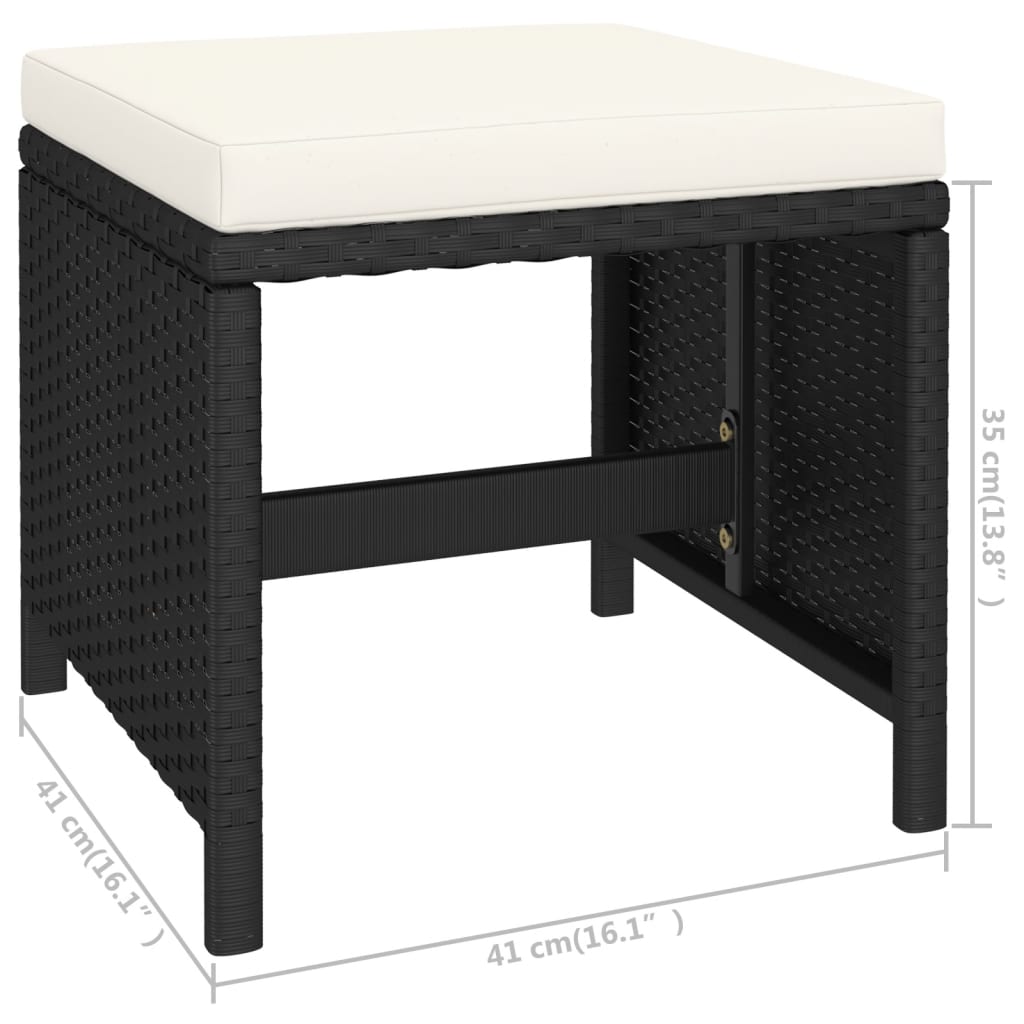 6-tlg. Garten-Essgruppe Poly Rattan Akazie Massivholz Schwarz