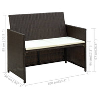 Thumbnail for 2-Sitzer-Gartensofa mit Polstern Braun Poly Rattan