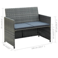 Thumbnail for 2-Sitzer-Gartensofa mit Polstern Grau Poly Rattan