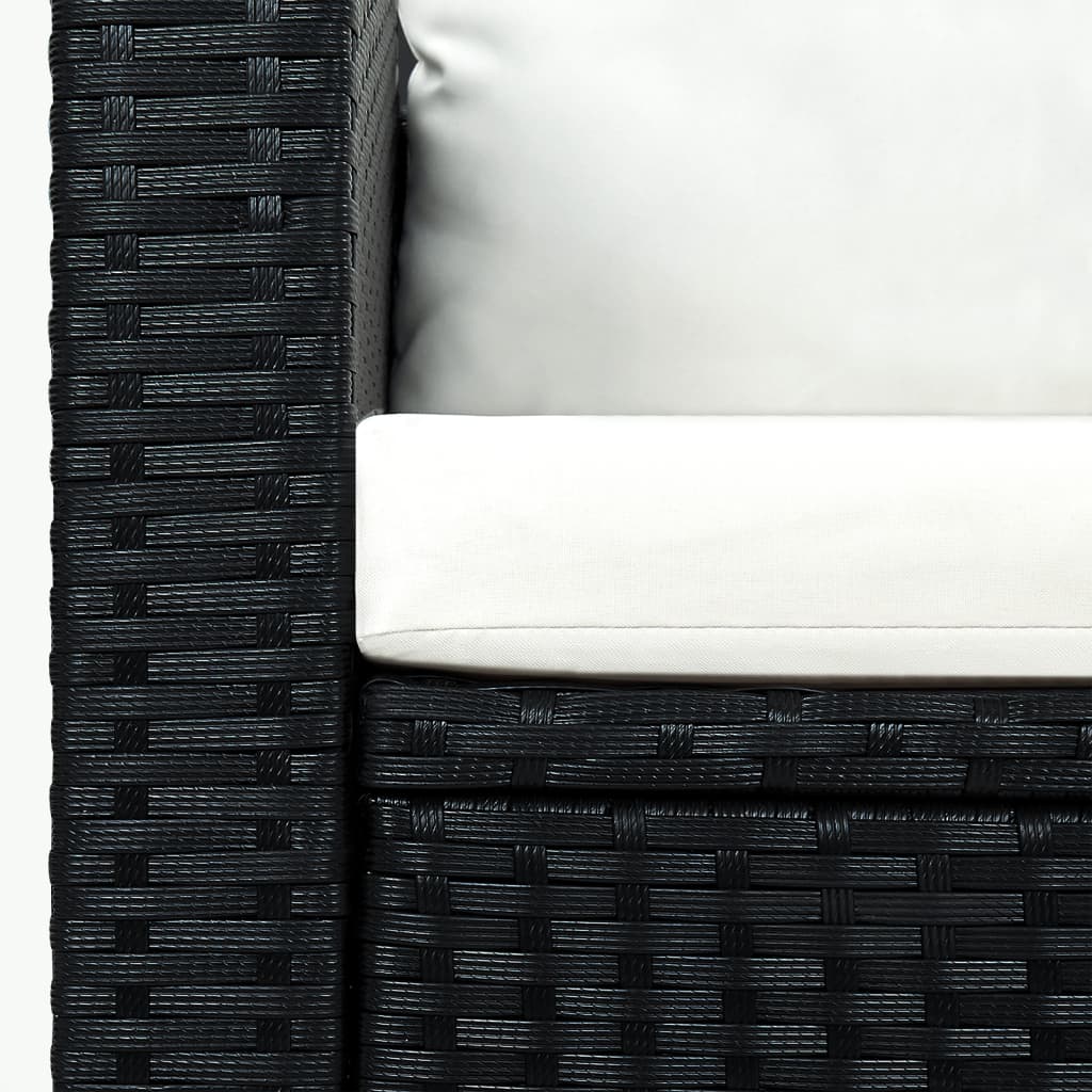 3-tlg. Garten-Lounge-Set mit Auflagen Poly Rattan Schwarz