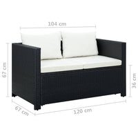 Thumbnail for 3-tlg. Garten-Lounge-Set mit Auflagen Poly Rattan Schwarz
