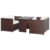 Thumbnail for 3-tlg. Bistro-Set mit Auflagen Poly Rattan Braun