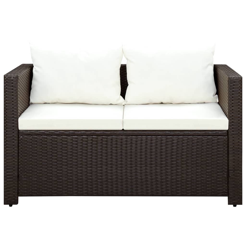 3-tlg. Bistro-Set mit Auflagen Poly Rattan Braun