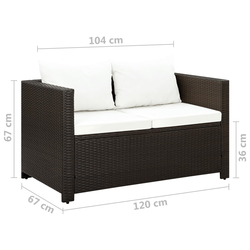 3-tlg. Bistro-Set mit Auflagen Poly Rattan Braun
