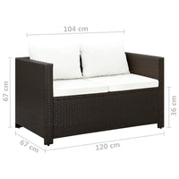 Thumbnail for 3-tlg. Bistro-Set mit Auflagen Poly Rattan Braun