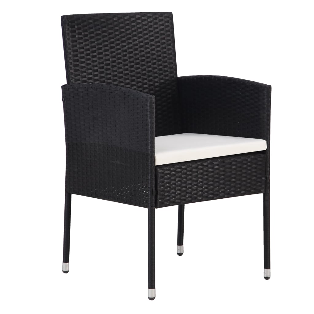 Gartenstühle 2 Stk. Poly Rattan Schwarz