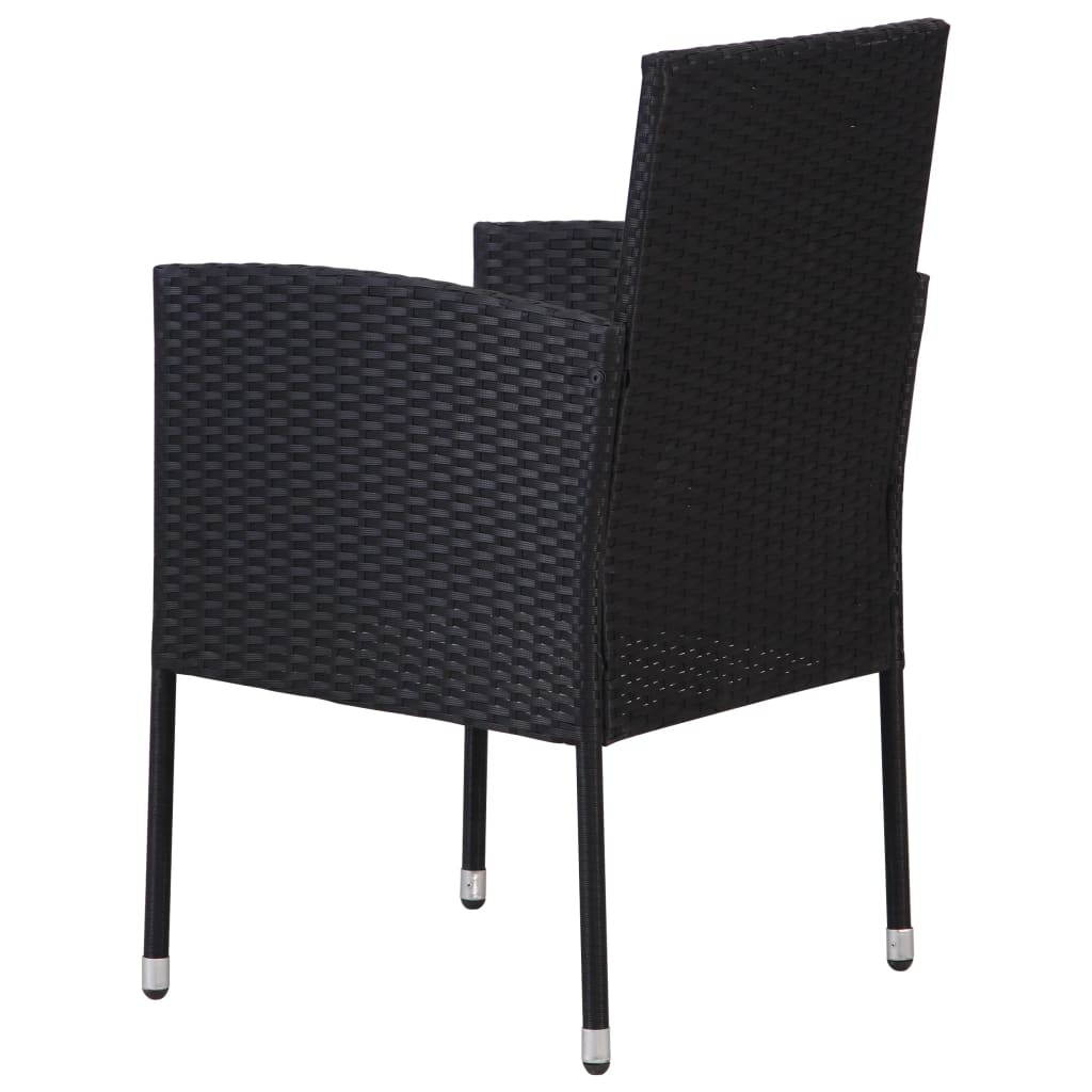 Gartenstühle 2 Stk. Poly Rattan Schwarz
