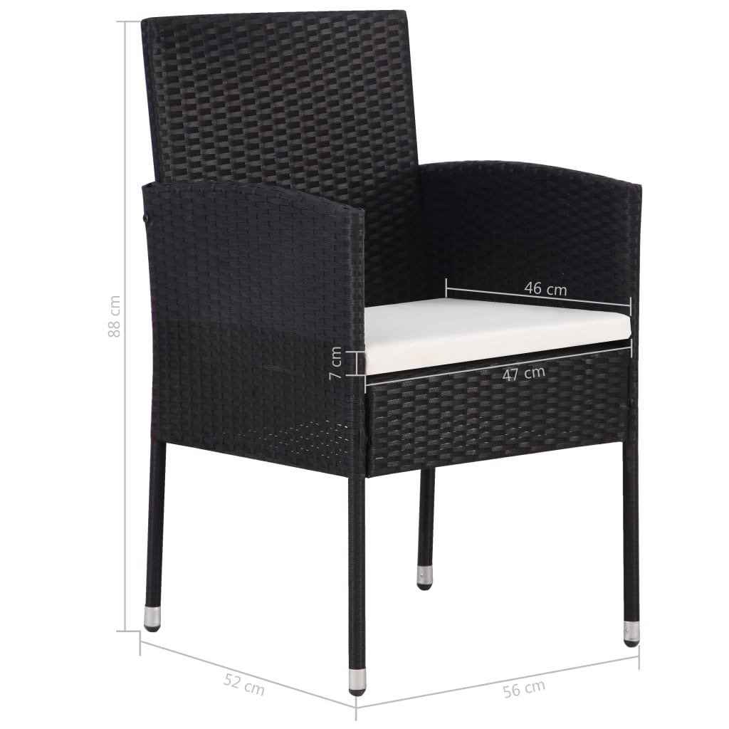 Gartenstühle 2 Stk. Poly Rattan Schwarz