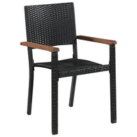 Thumbnail for 7-tlg. Garten-Essgruppe Poly Rattan Akazie Massivholz Schwarz