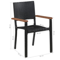 Thumbnail for 7-tlg. Garten-Essgruppe Poly Rattan Akazie Massivholz Schwarz