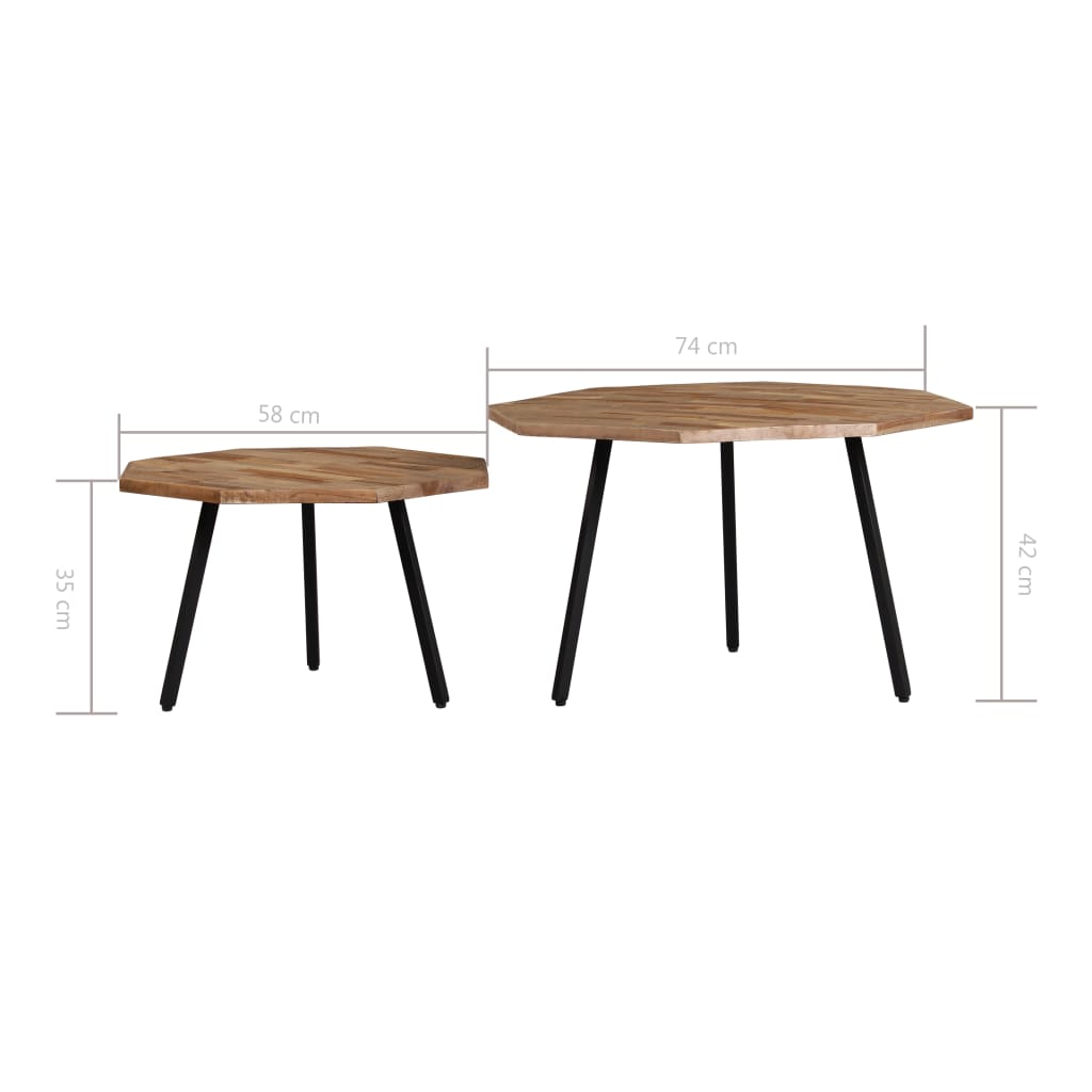 Couchtisch-Set 2-tlg. Sechseckig Recyceltes Teak