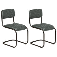 Thumbnail for Esszimmerstühle 2 Stk. Grau Echtleder