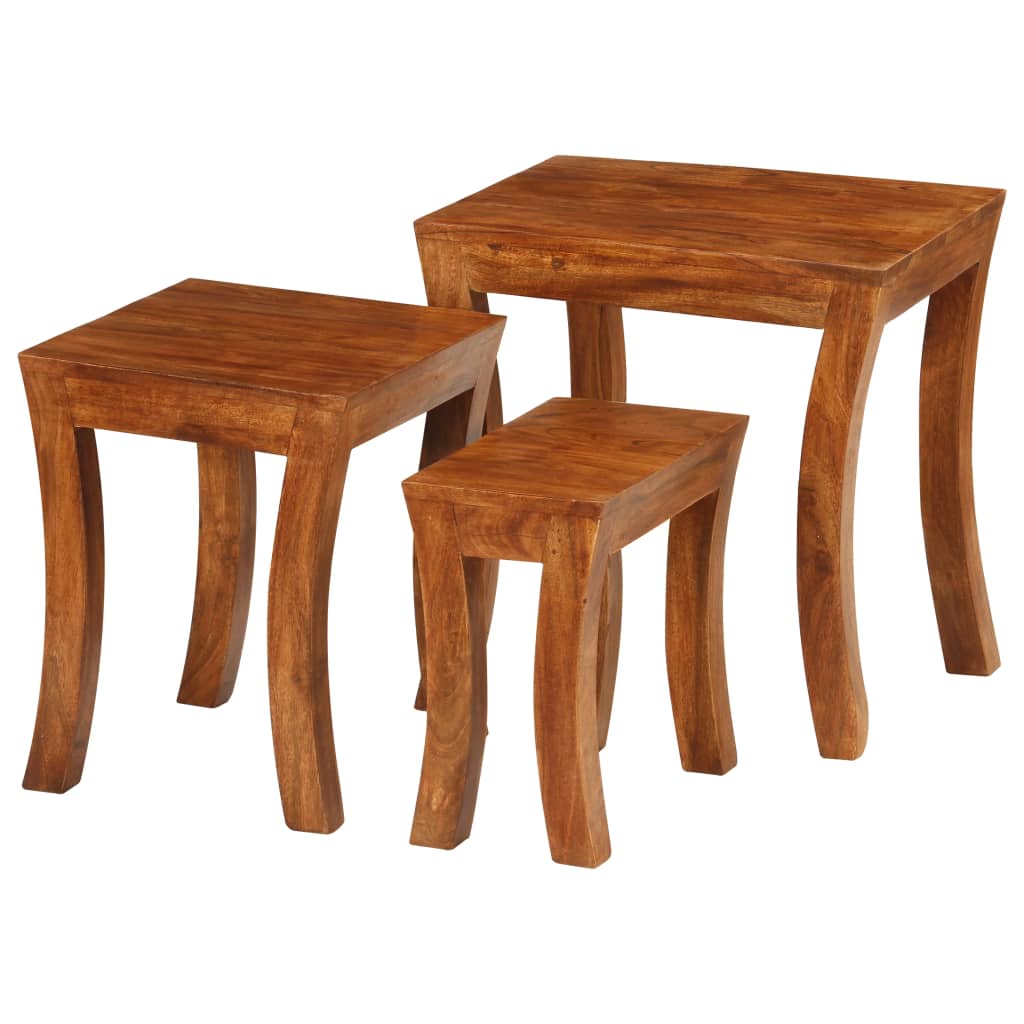 Satztisch-Set 3-tlg. Akazienholz Massiv 50 x 35 x 50 cm Braun