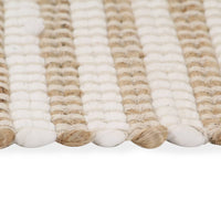 Thumbnail for Handgewebter Teppich Jute Stoff 120 x 180 cm Natur und Weiß