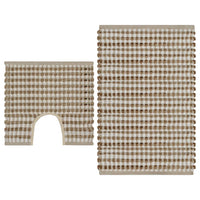 Thumbnail for Handgewebtes Badematten-Set Jute Stoff Natur und Weiß