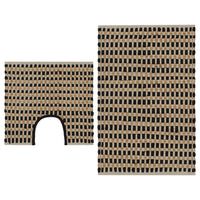 Thumbnail for Handgewebtes Badematten-Set Jute Stoff Natur und Schwarz