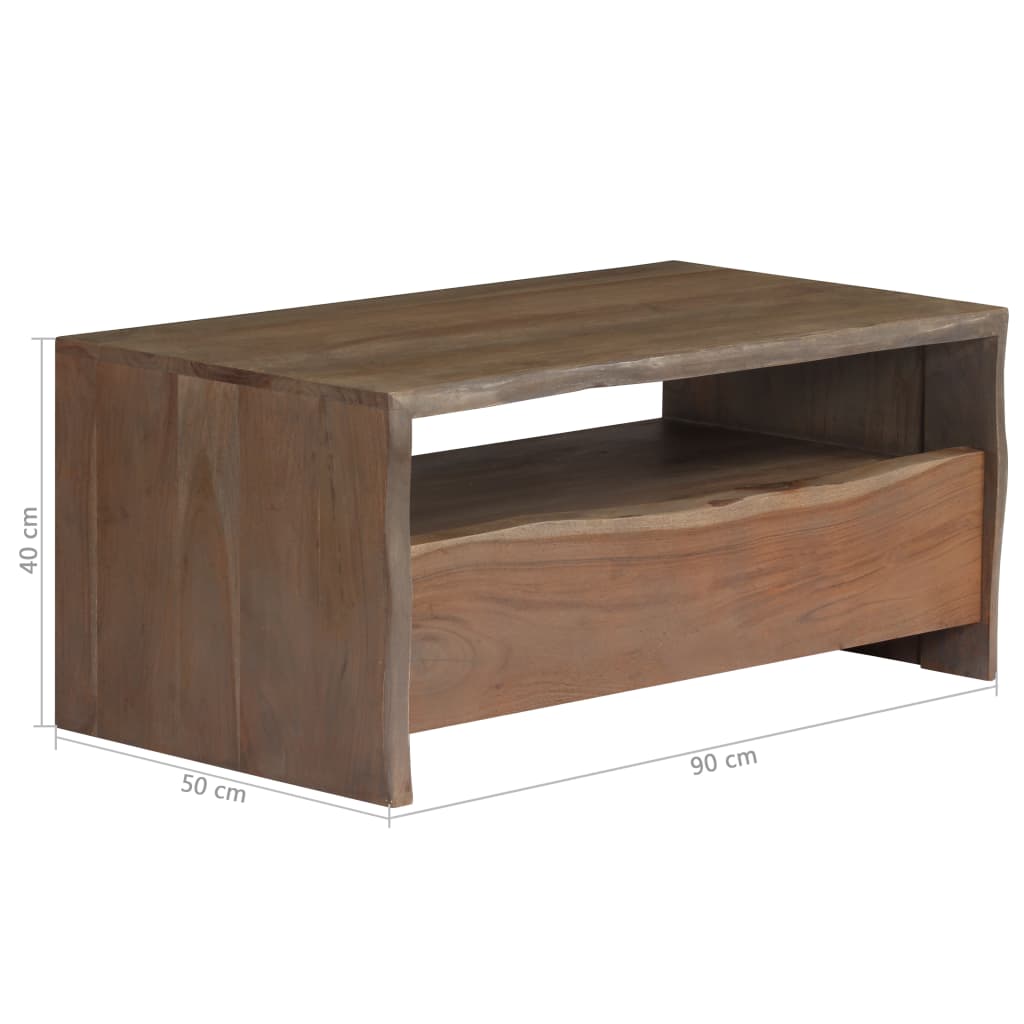 Couchtisch Akazienholz Massiv Naturkanten 90x50x40 cm Grau