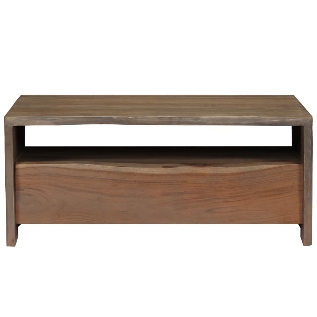 Couchtisch Akazienholz Massiv Naturkanten 90x50x40 cm Grau