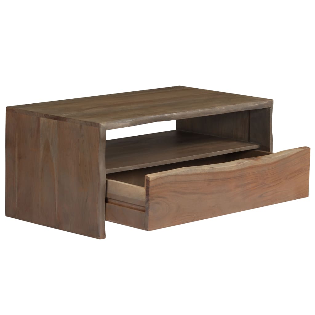 Couchtisch Akazienholz Massiv Naturkanten 90x50x40 cm Grau