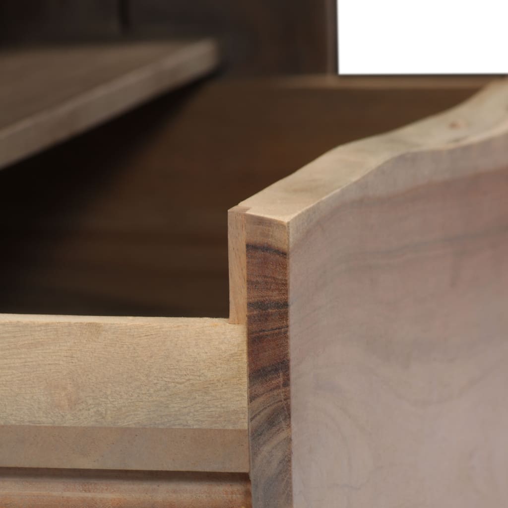 Couchtisch Akazienholz Massiv Naturkanten 90x50x40 cm Grau