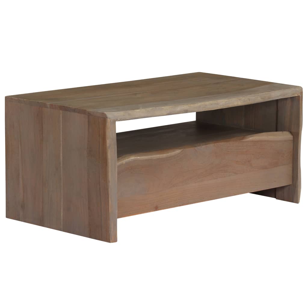 Couchtisch Akazienholz Massiv Naturkanten 90x50x40 cm Grau