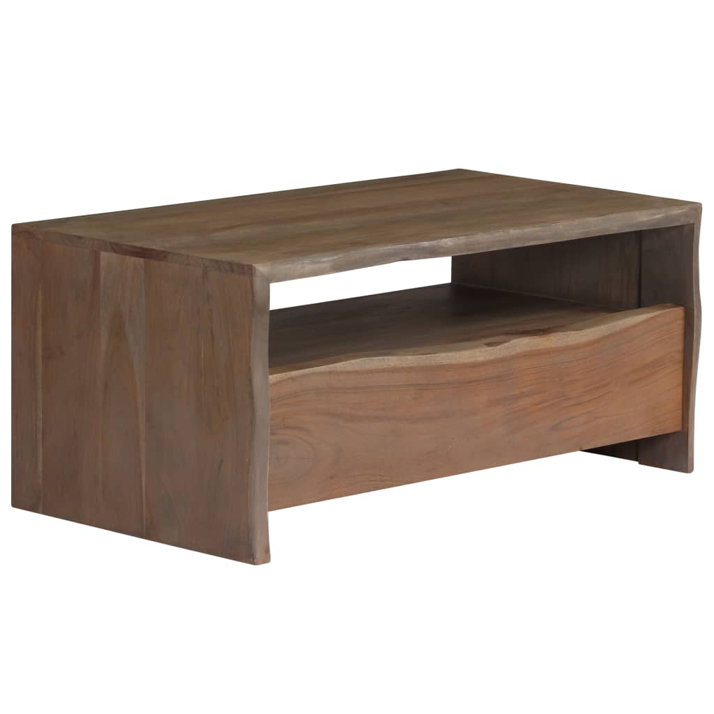 Couchtisch Akazienholz Massiv Naturkanten 90x50x40 cm Grau