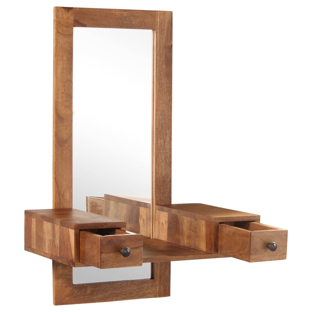 Kosmetikspiegel mit 2 Schubladen Massivholz