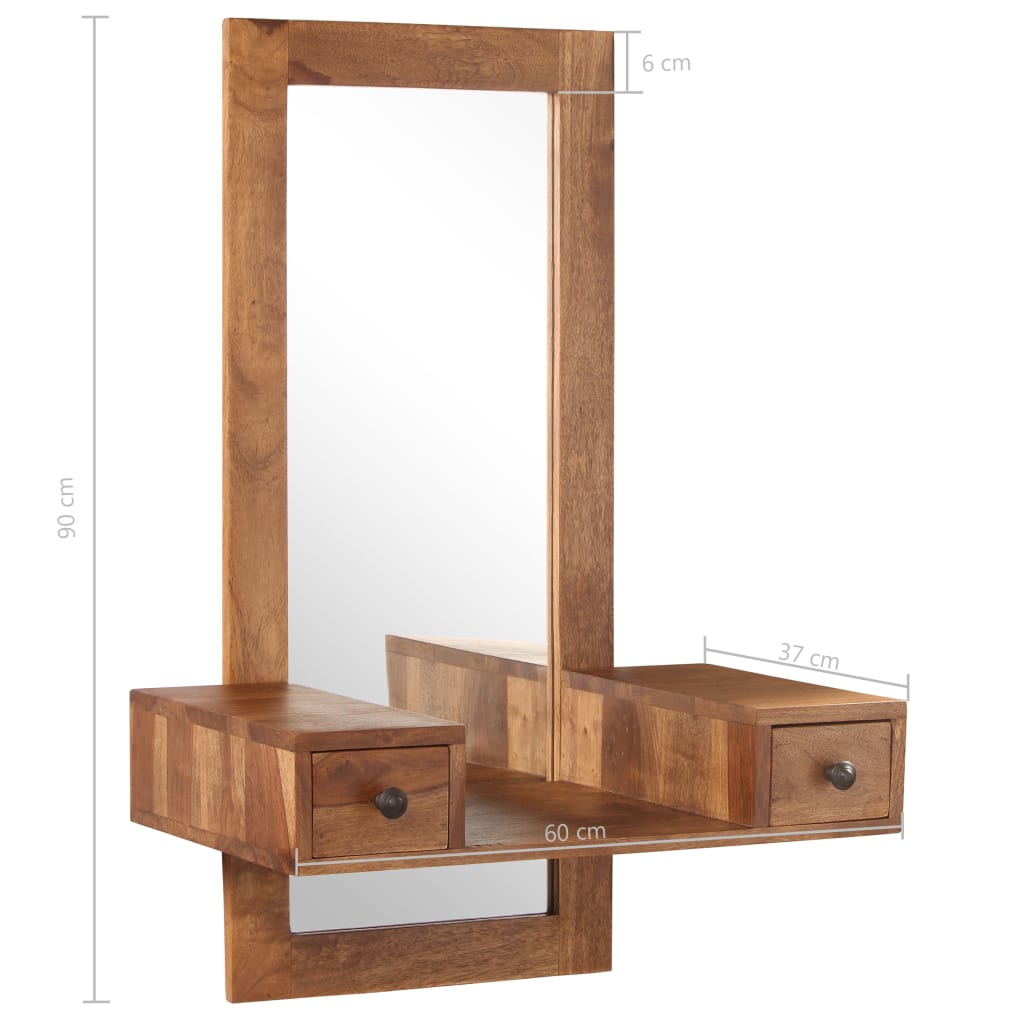 Kosmetikspiegel mit 2 Schubladen Massivholz