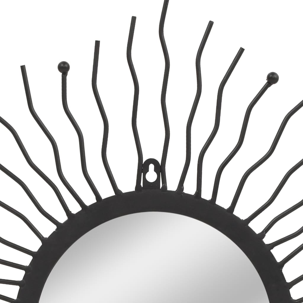 Wandspiegel Sonnenform 60 cm Schwarz