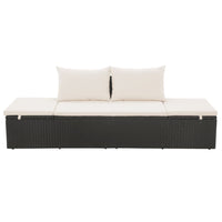 Thumbnail for Gartenbett Schwarz 195×60 cm Poly Rattan