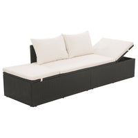 Thumbnail for Gartenbett Schwarz 195×60 cm Poly Rattan