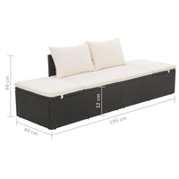 Thumbnail for Gartenbett Schwarz 195×60 cm Poly Rattan