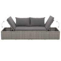 Thumbnail for Gartenbett Grau 195×60 cm Poly Rattan
