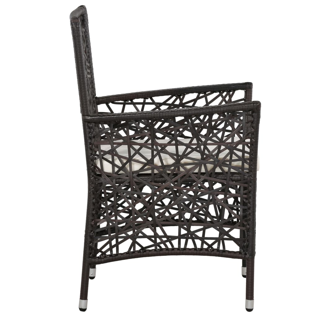 Gartenstühle 2 Stk. mit Auflagen Poly Rattan Braun