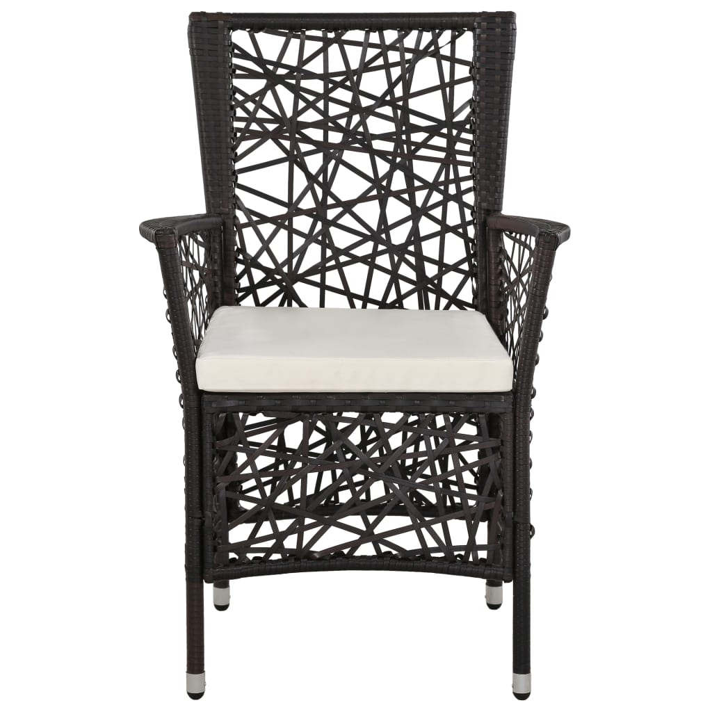 Gartenstühle 2 Stk. mit Auflagen Poly Rattan Braun