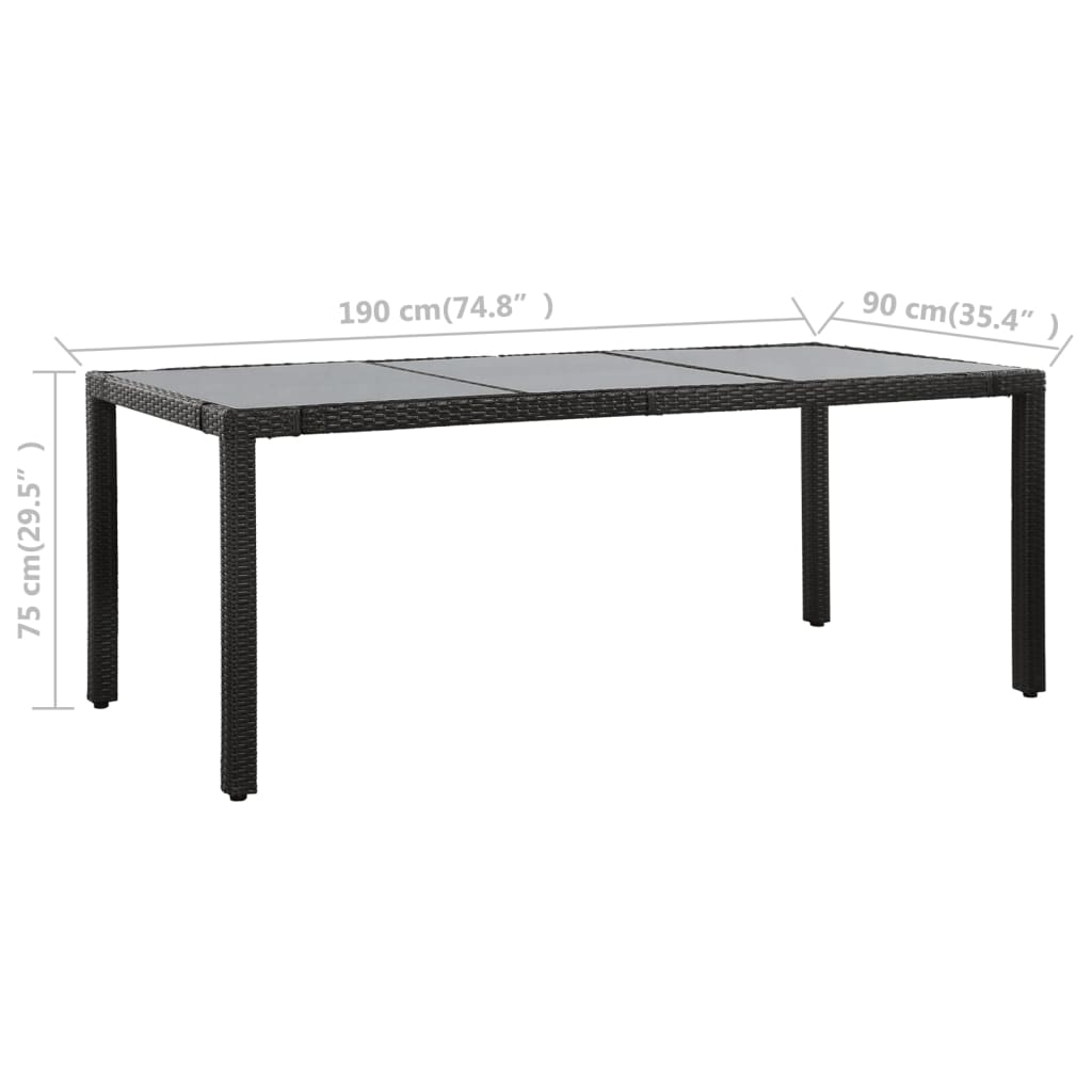 9-tlg. Garten-Essgruppe Poly Rattan Schwarz