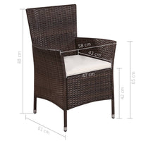 Thumbnail for Gartenstuhl und Hocker mit Polstern Poly Rattan Braun