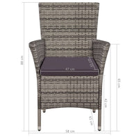 Thumbnail for Gartenstuhl und Hocker mit Polstern Poly Rattan Grau