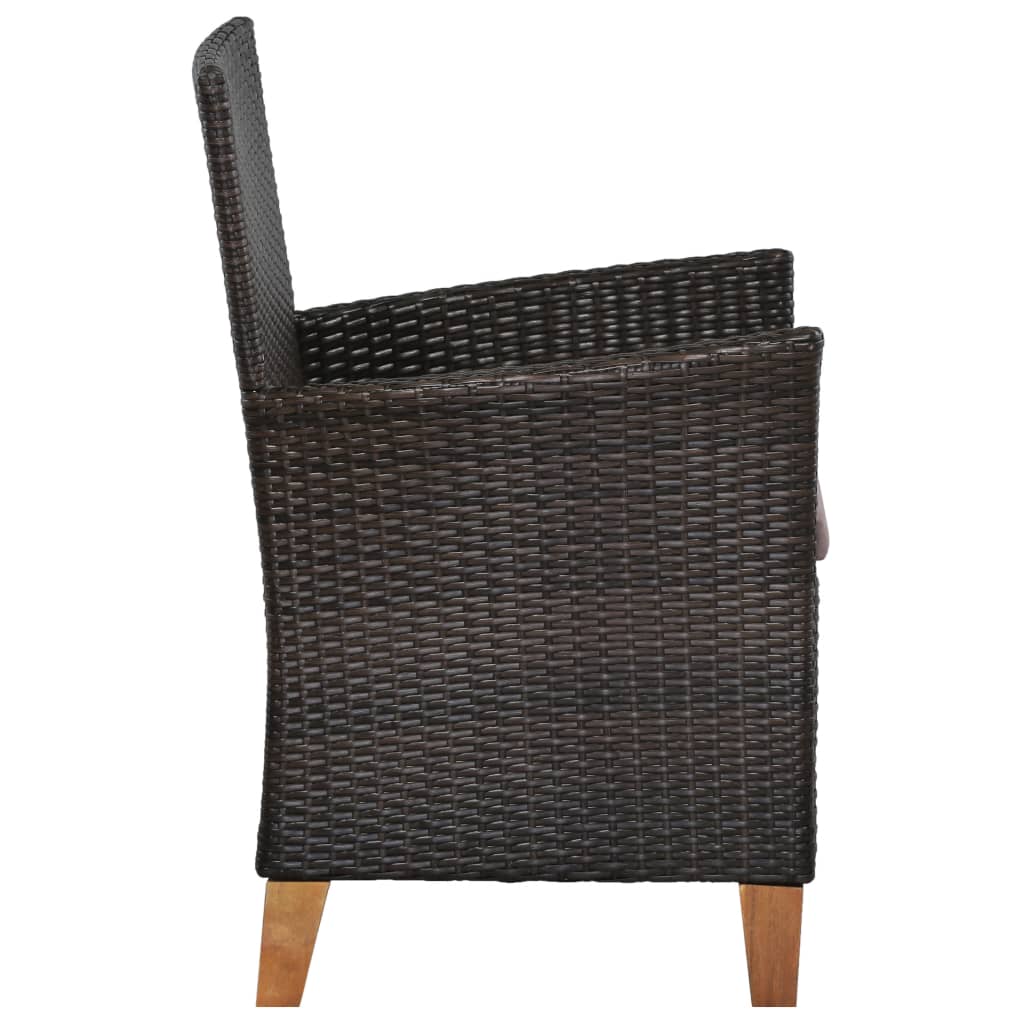 Gartenstühle mit Polstern 2 Stk. Poly Rattan Braun
