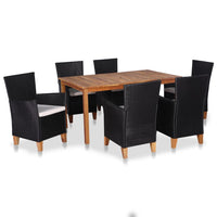 Thumbnail for 7-tlg. Garten-Essgruppe Poly Rattan Schwarz und Braun