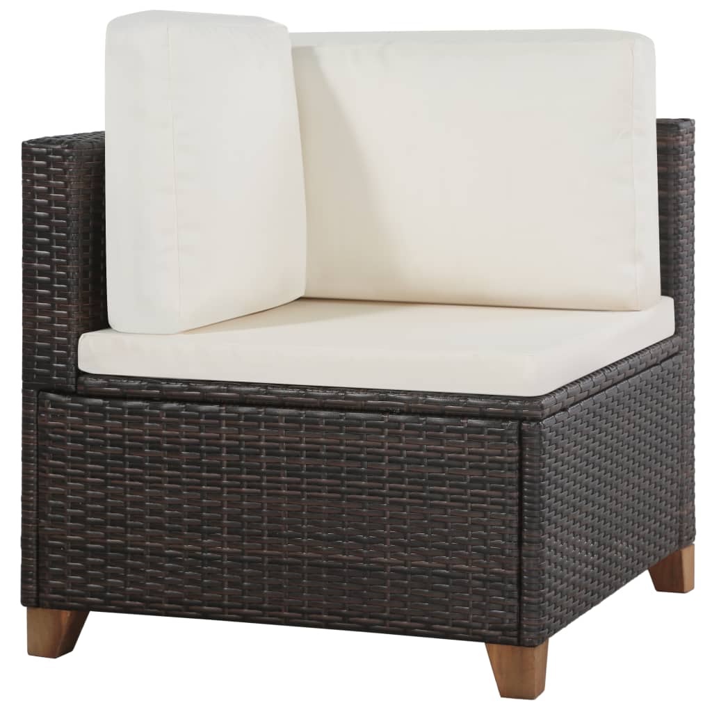 4-tlg. Garten-Lounge-Set mit Auflagen Poly Rattan Braun