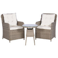 Thumbnail for 3-tlg. Bistro-Set mit Auflagen und Kissen Poly Rattan Braun